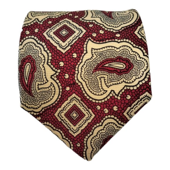 BURBERRYS OF LONDON Burgundy Paisley Silk Tie 57"/3".1/2 EX COND - Picture 1 of 7